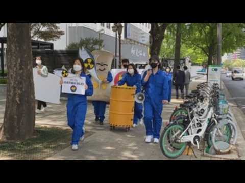 Protest in Seoul against spill of contaminated water from Fukushima into Pacific