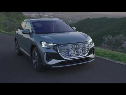 Audi Q4 e-tron in Geyser blue Driving Video
