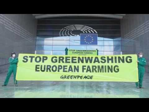 Greenpeace holds an event in Brussels in rejection of the CAP reform