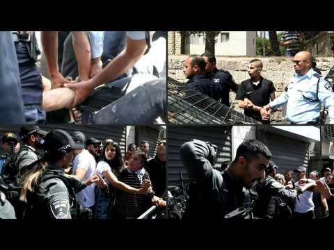 Israeli police scuffle with Palestinian protesters outside Jerusalem court