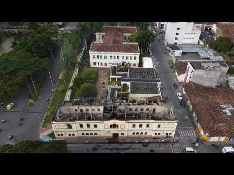 Aerial images of burnt Palace of Justice in Colombia's Tulua