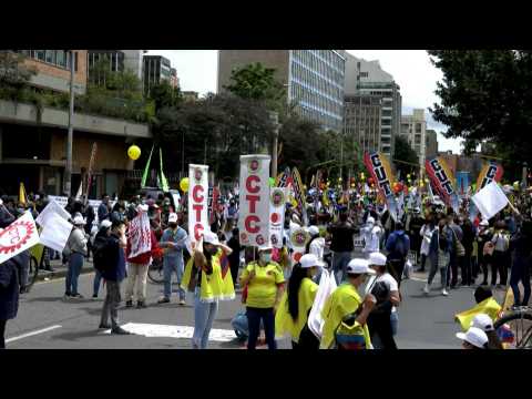 Protesters gather in Bogota to demonstrate against Duque's government