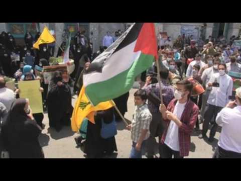 Iranian protesters support Palestine with shouts of "death to Israel"
