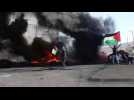 Palestinian protesters clash with Israeli troop near West Bank ciy of Nablus