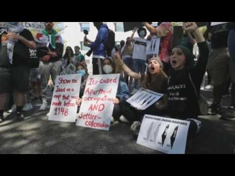 Protest held in solitdarity with Palestine outside Israeli Embassy in Washington DC