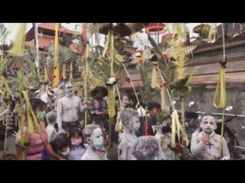 Ngereberg ritual in Bali to drive evil spirits out of villages