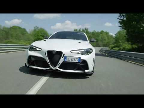 The new Alfa Romeo Giulia GTA in Trofeo White Driving Video