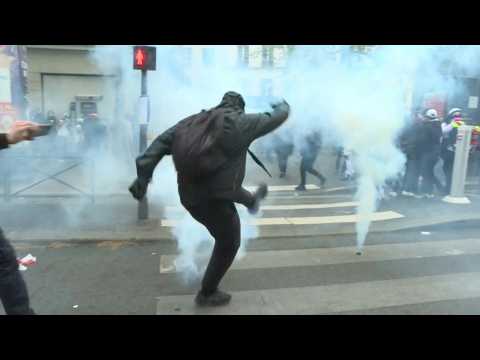 Clashes break out between demonstrators and police during May Day march in Paris