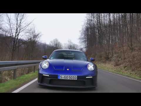 The new Porsche 911 GT3 in Gentian Blue Driving Video