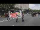 Climate activists protest against Wells Fargo Bank for "financing" oil pipeline