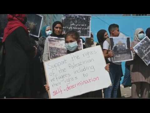 Dozens of Palestinians protest in Beirut in solidarity with those injured in Jerusalem