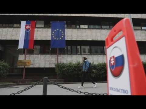 Footage of Slovakia embassy in Moscow after announcement of diplomats expulsion