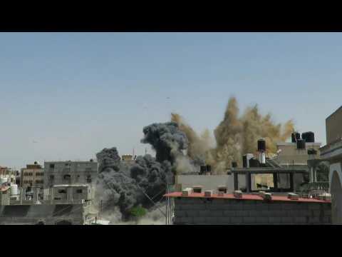 Israeli air strike hits building in Rafah in the southern Gaza Strip