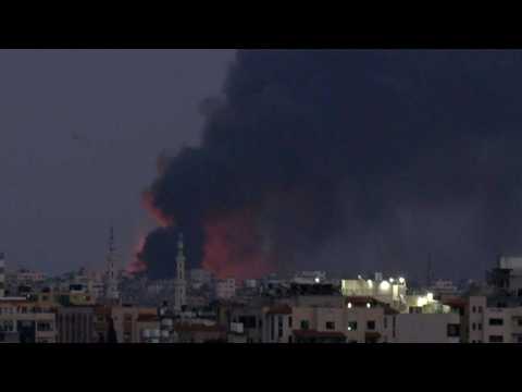 Black smoke billows from fire following Israeli strikes on Gaza City