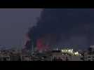 Black smoke billows from fire following Israeli strikes on Gaza City
