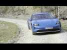 The new Porsche Taycan 4S Cross Turismo in Neptun blue Driving Video