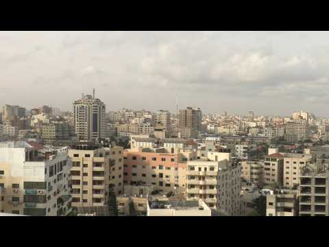 Gaza skyline after Israeli-Palestinian ceasefire