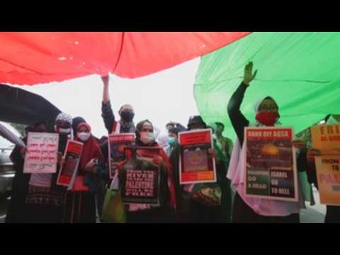 Pro-Palestinian protesters march in Jakarta as Israel's attack on Gaza continues