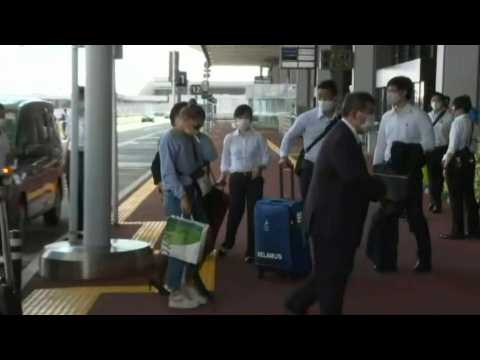 Belarusian athlete arrives at Japan airport