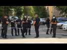 Police gather outside Ukraine government after grenade threat