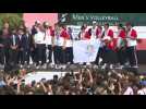 French Olympic medalists celebrate victory in Paris
