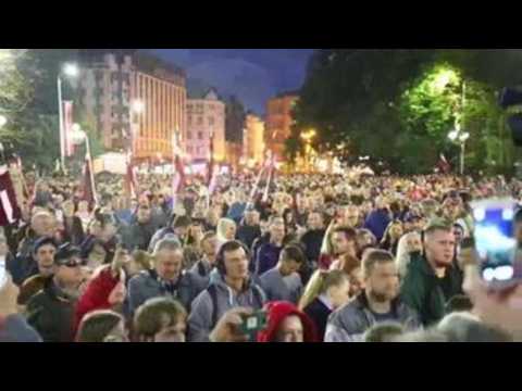 Thousands take to the streets in Riga to decry Covid-19 measures