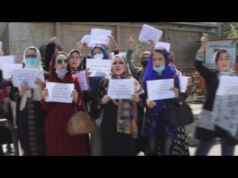 Afghan women in Kabul demand their rights be protected under Taliban rule