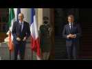 Irish PM Micheal Martin welcomes French President Macron in Dublin