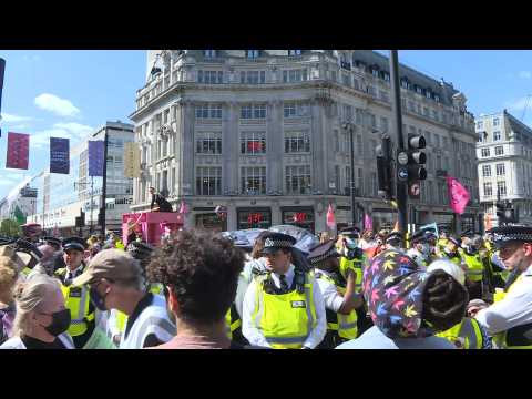 Environmental group Extinction Rebellion stage protest at London's Oxford Circus