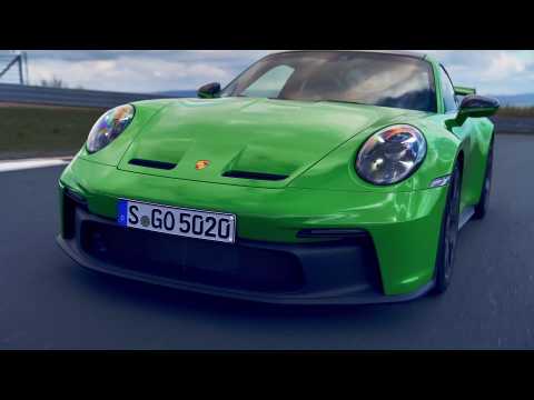 The new Porsche 911 GT3 in Python green Driving Video