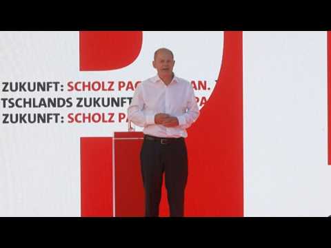 SPD party's main candidate Olaf Scholz attends campaign rally
