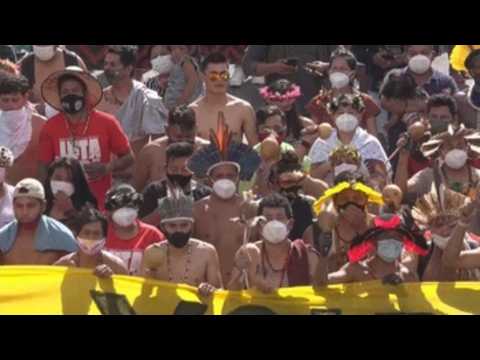 Indigenous people protest in Brasilia ahead of landmark ruling on land rights