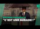 À Marseille, le discours de Macron interrompu par la pluie... et un souci technique