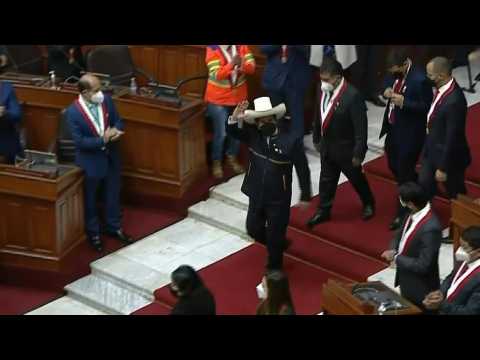 Pedro Castillo arrives at Peru's Congress for swearing-in ceremony