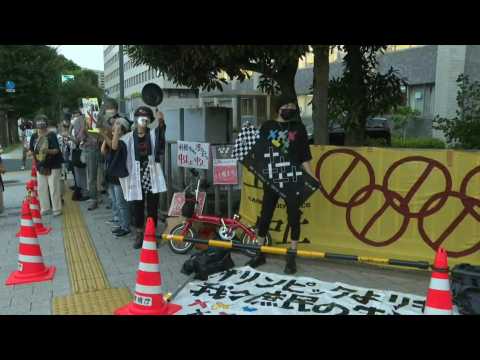 Tokyo 2020: Small anti-Olympic protest outside Japan PM office