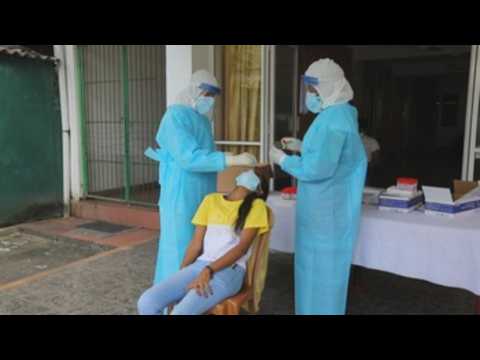 Covid-19 swab tests amid third wave of pandemic in Sri Lanka