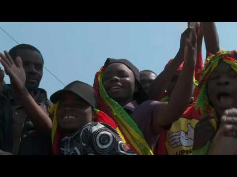 Supporters of the Zambian opposition leader gather in Lusaka after election