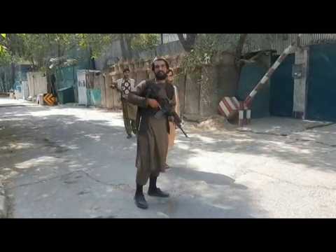 Images of Taliban fighters in Kabul's diplomatic Green Zone quarter