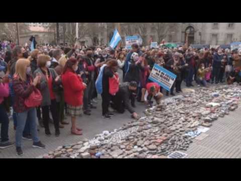 Hundreds join 'March of the Stones' to honor Covid-19 victims in Argentina