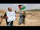 Palestinian protest against Israeli land confiscation, cutting of water supply