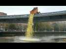 Bio-rubber ducks float on river as part of charity race in Spain's Bilbao