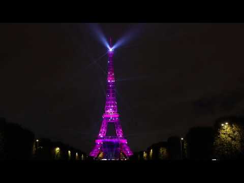 Eiffel Tower illuminated in pink to raise awareness about breast cancer