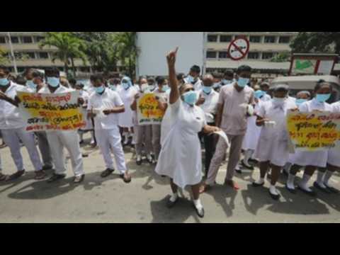 Health workers strike to demand better conditions for covid-19 in Sri Lanka