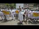 Health workers strike to demand better conditions for covid-19 in Sri Lanka