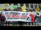 Immigrant rights activists rally in downtown Los Angeles