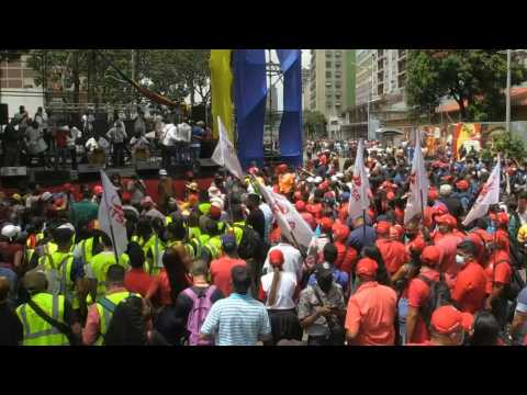 Members of Venezuela's ruling party march on Indigenous Resistance Day
