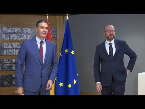 EC President Charles Michel meets Spanish PM Pedro Sanchez at EU Summit
