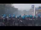 Police confront anti-Covid pass protesters in Italy