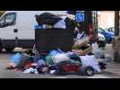 Garbage accumulates in the streets of Mahón (Balearic Islands)