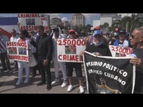 Members of Cuban community in exile protest in Florida